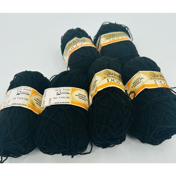 Unger DOLLY Yarn BLACK Made in France 5 Skeins 40 Grs Each 100% Acrylic Vintage - Picture 6 of 8